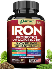 Parrox Iron supplement bottle front view for convenient daily support.