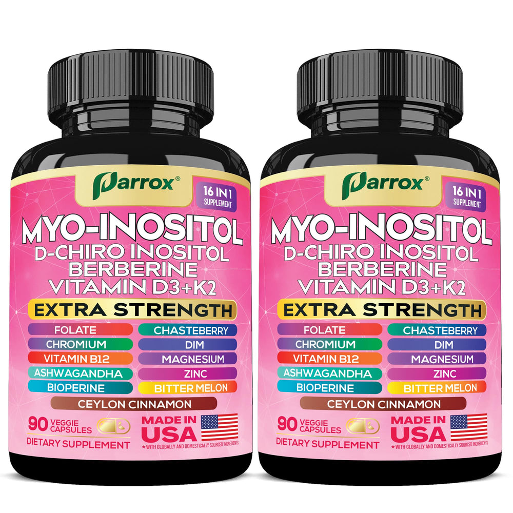 Parrox Myo-Inositol bottle front offers a daily wellness option for busy lifestyles.