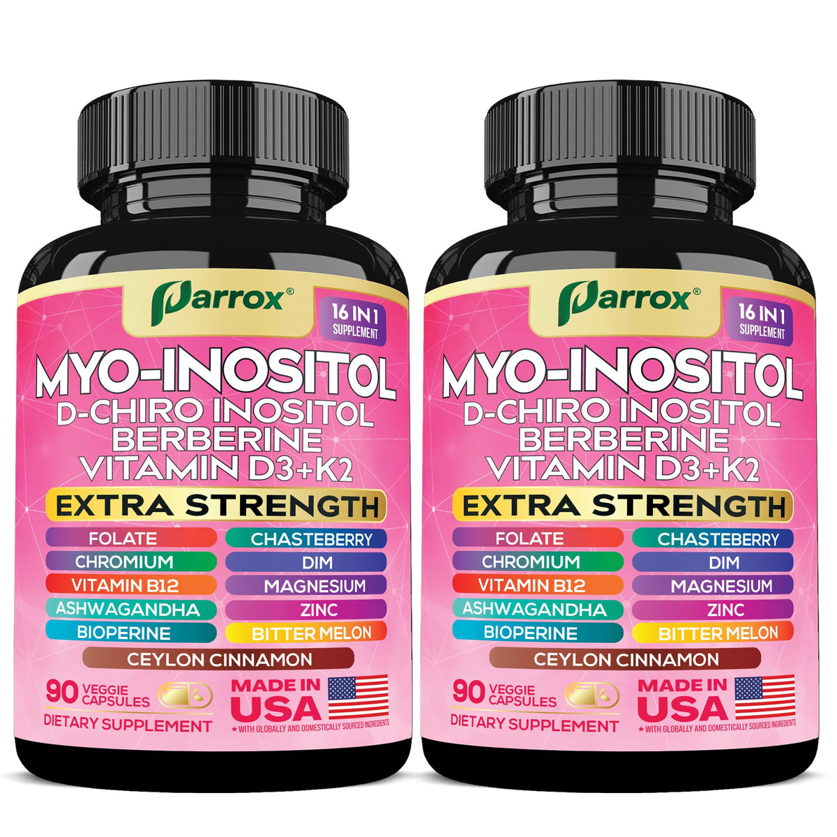 Parrox Myo-Inositol bottle front offers a daily wellness option for busy lifestyles.