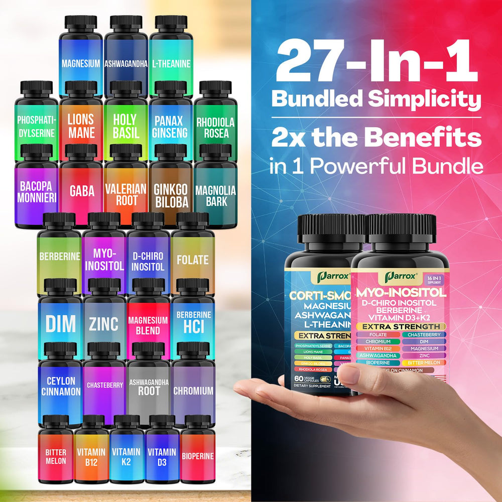 Parrox myo-inositol capsules on a clean table indicating a simple routine