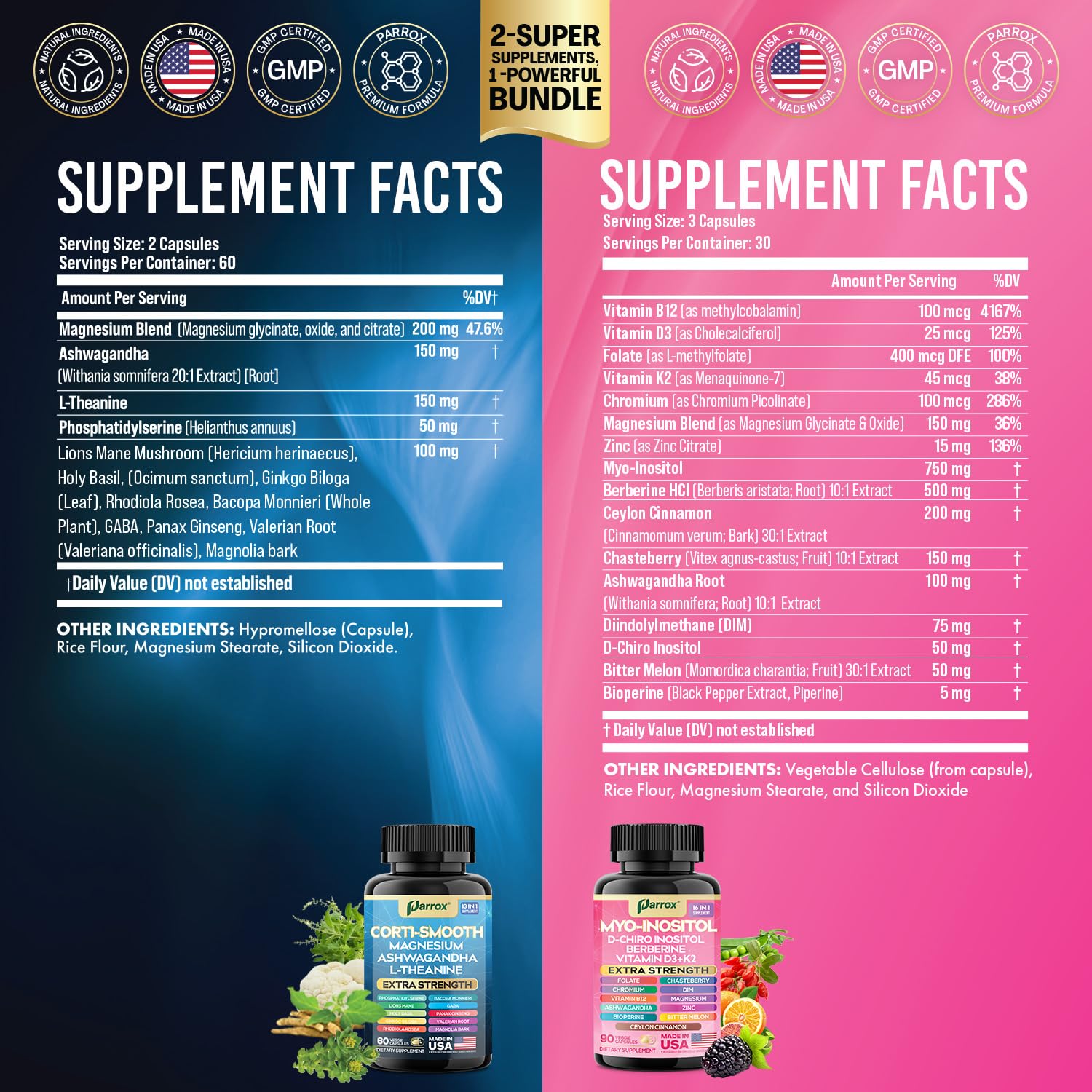 Parrox myo-inositol complex bottle highlights comprehensive inositol support for balance.