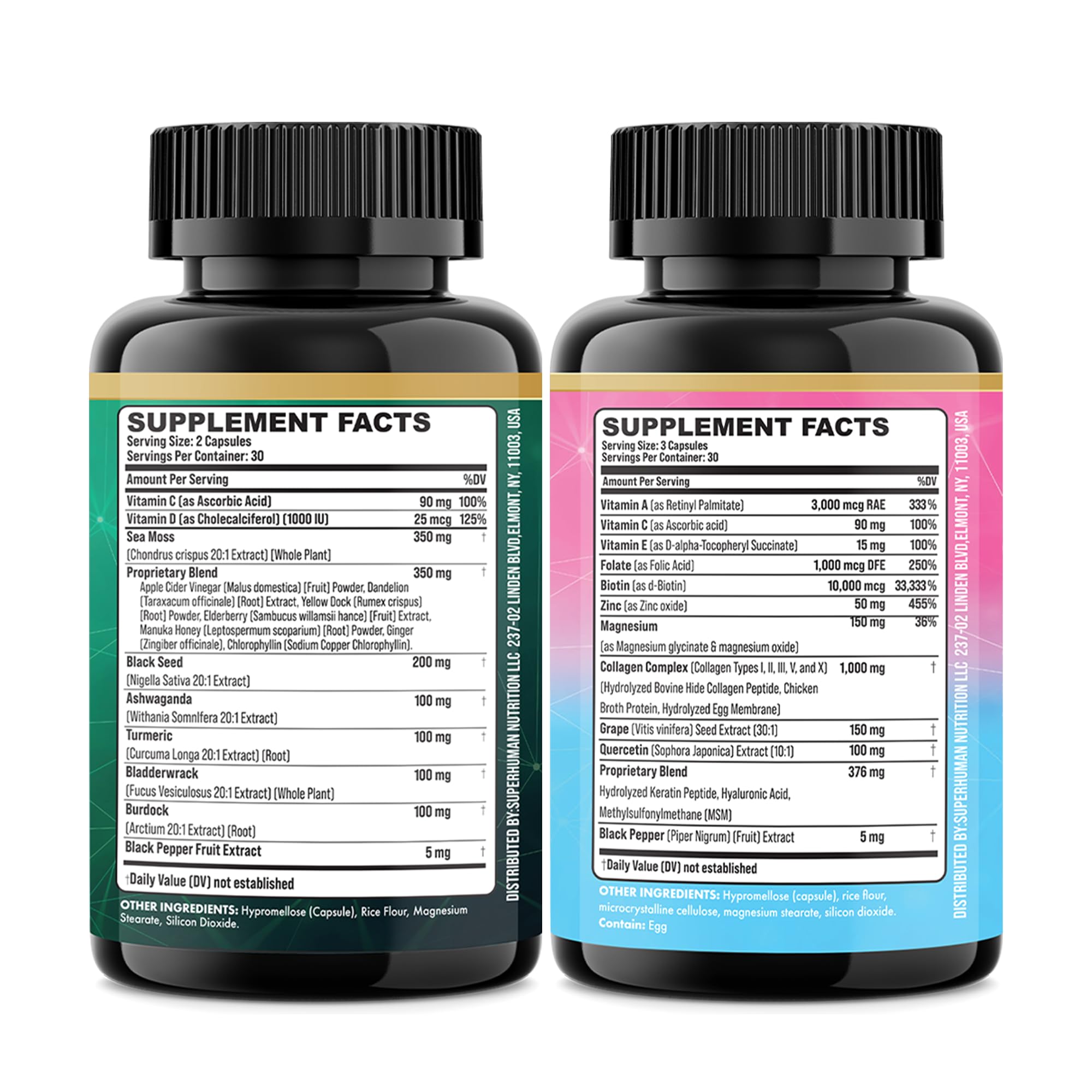 Parrox Radiant Wellness Bundle label closeup highlights transparent ingredient sourcing.