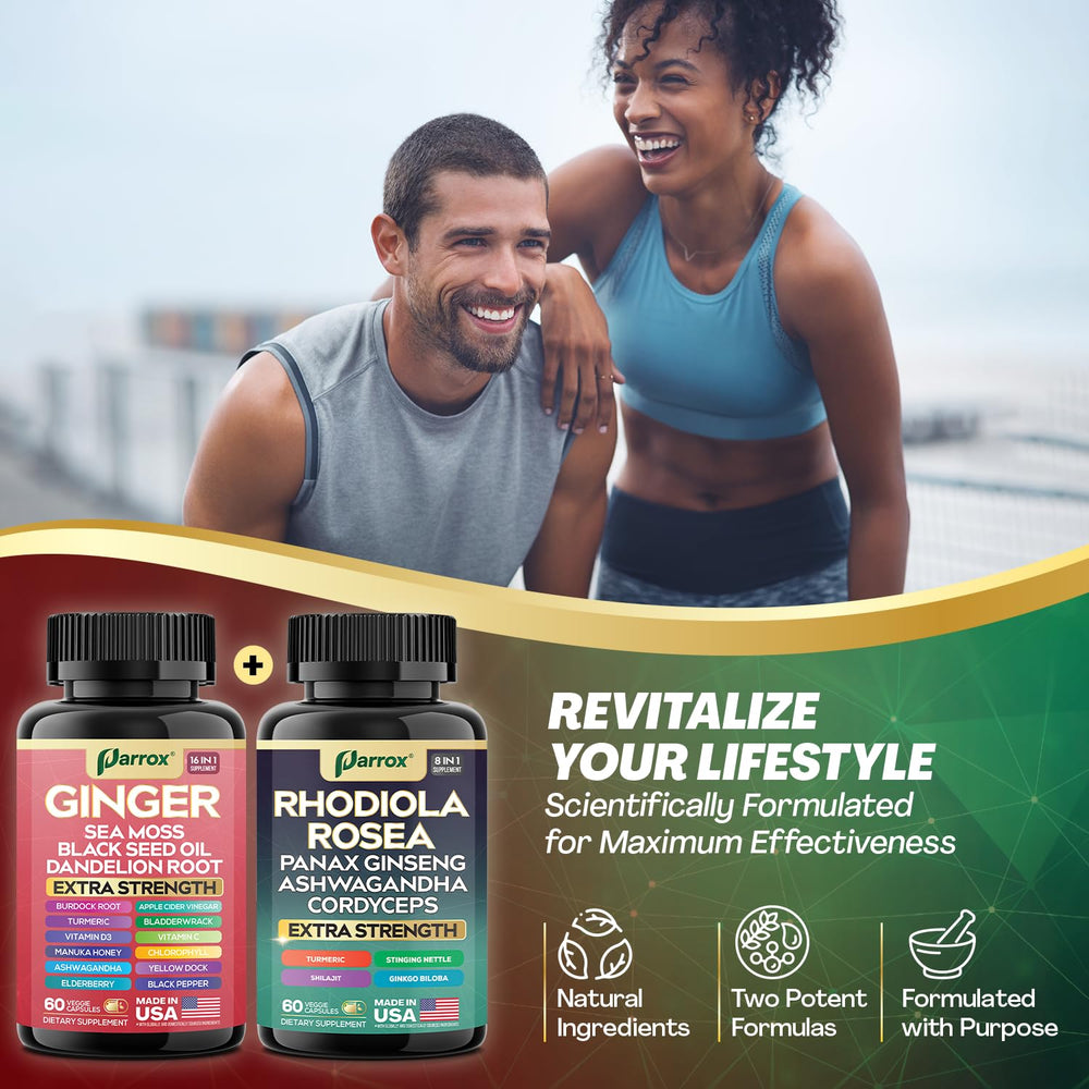 Parrox Rhodiola Formula capsules with adaptogenic herbs