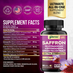 Parrox saffron capsules closeup, plant-based formula