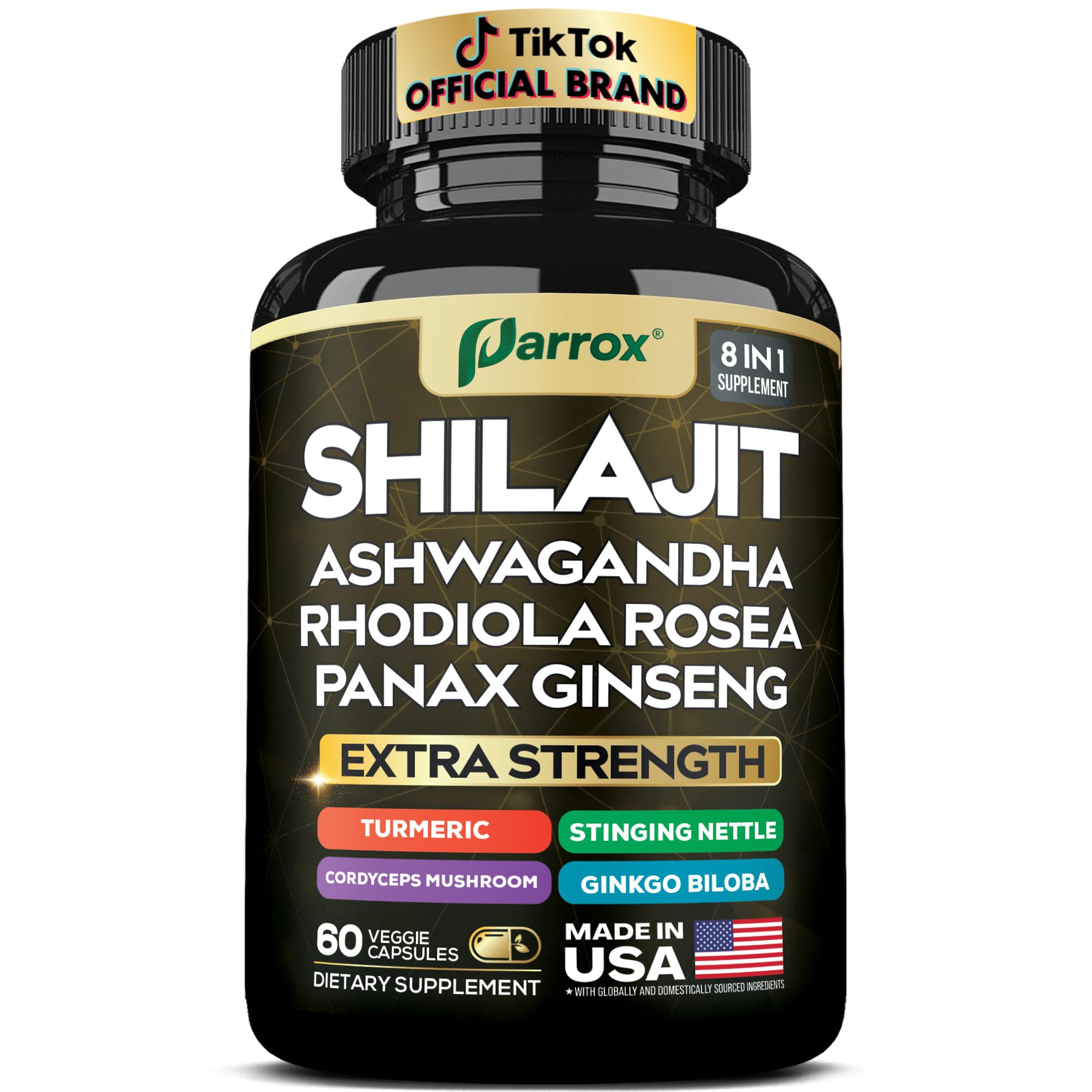 Parrox Shilajit 8-in-1 bottle for convenient daily wellness.