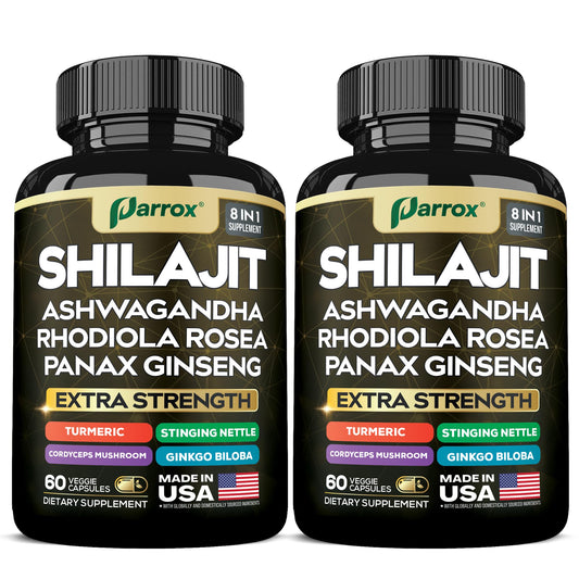 Parrox Shilajit 8in1 capsules, daily energy support.