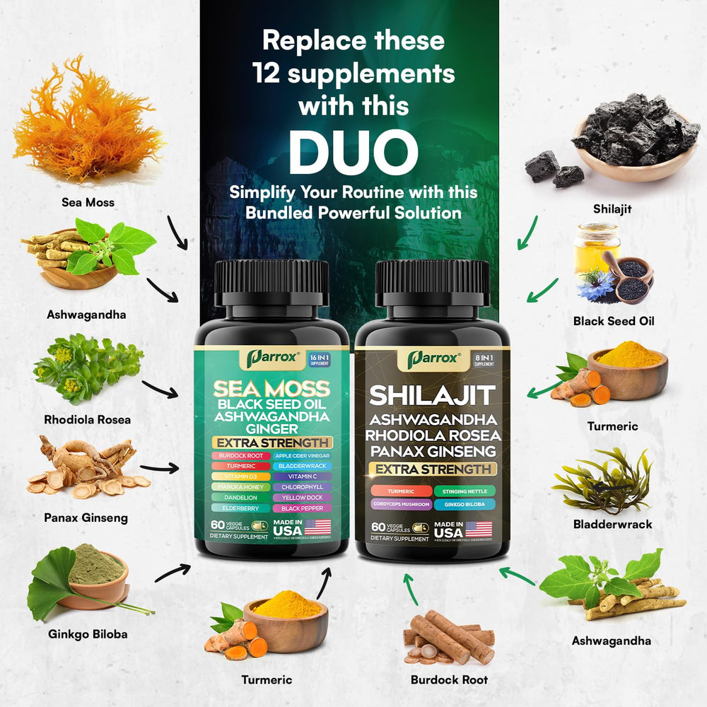 Parrox Shilajit capsules close-up for adaptogenic support
