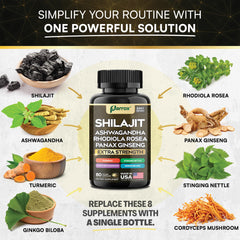 Parrox Shilajit Panax Ginseng capsules highlighting focus support.