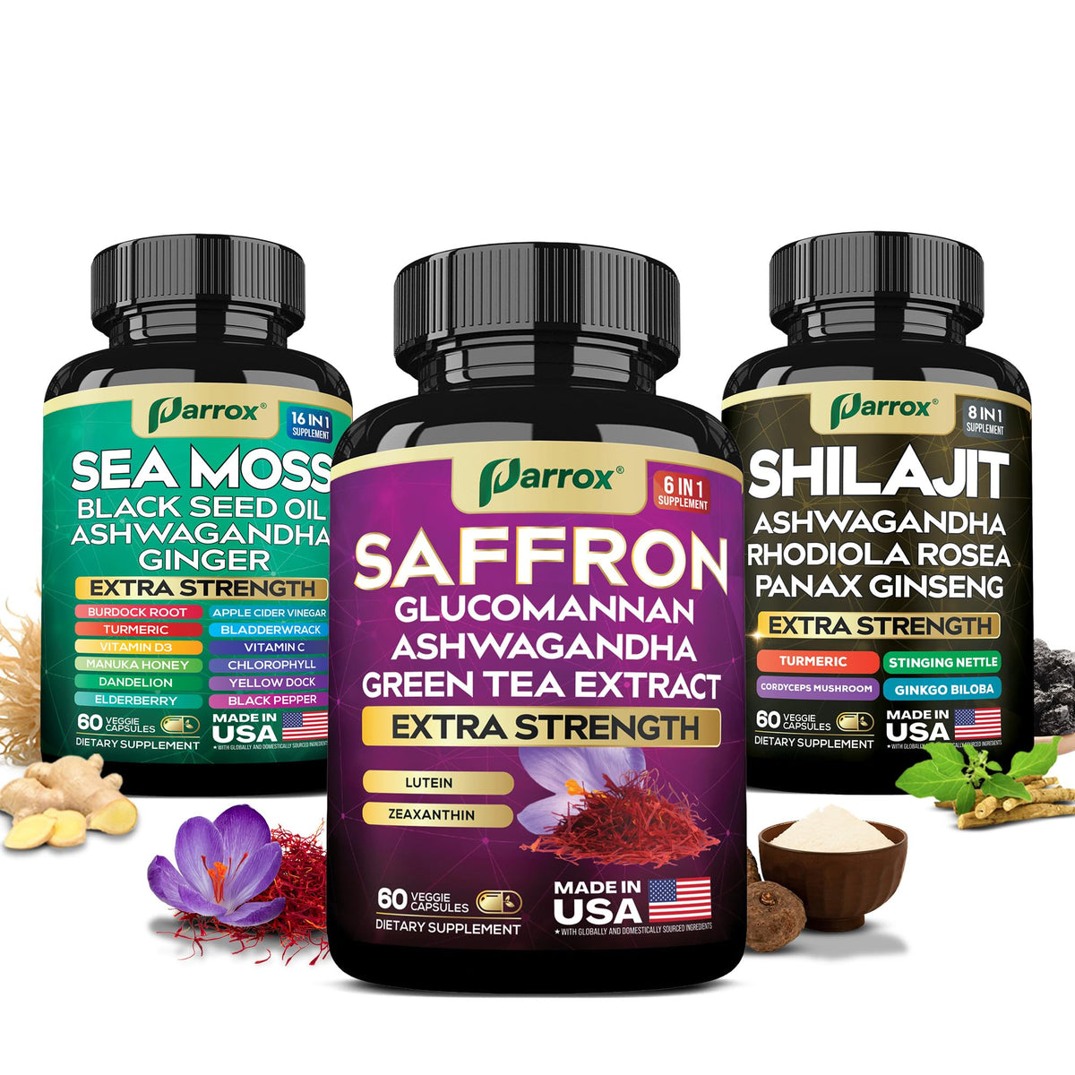 Parrox Vision Vitality Trio sea moss bottle for daily immune support and wellness