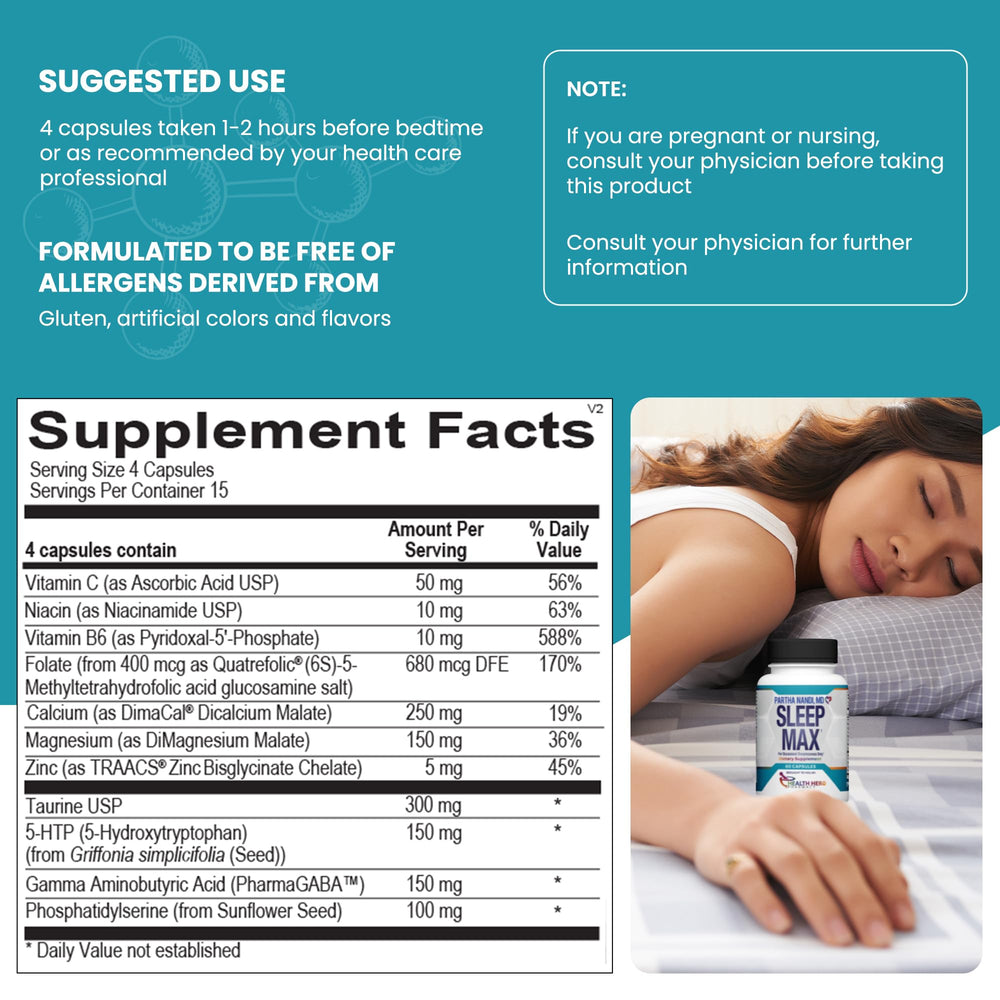 Taurine helps relax muscles for restful sleep with Sleep Max