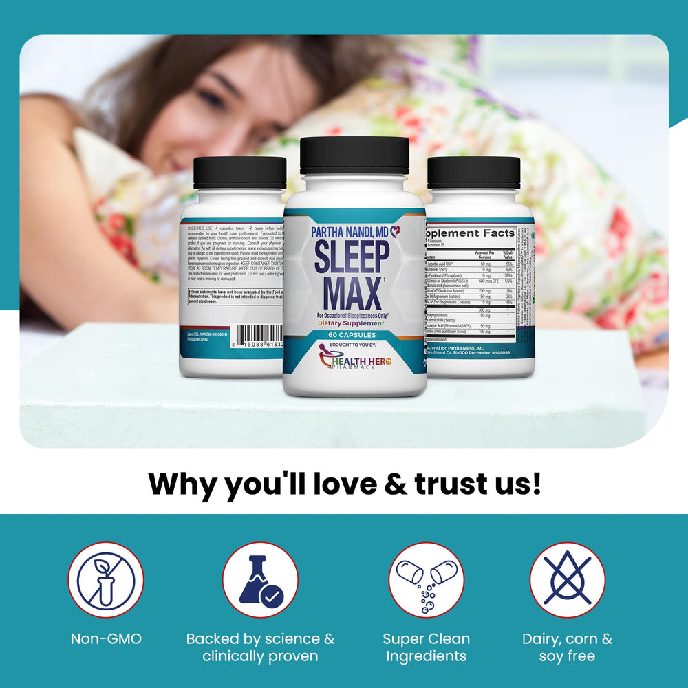 Sleep Max vegan capsules provide non-habit forming sleep support