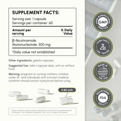 PartiQlar NMN capsule close-up showing NAD+ boost for cellular energy.