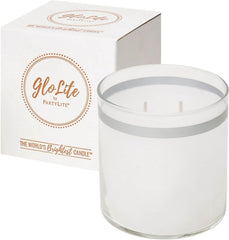 PartyLite GloLite mulberry-scented jar candle glows brightly, elevating living spaces