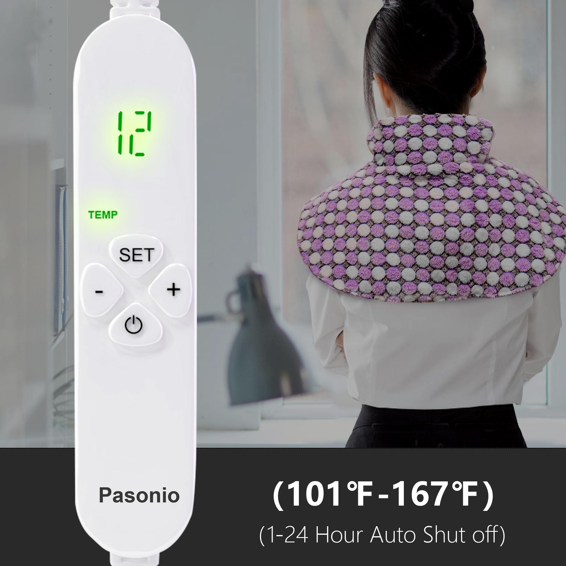Pasonio pad offers moist and dry heat options for customizable warmth.
