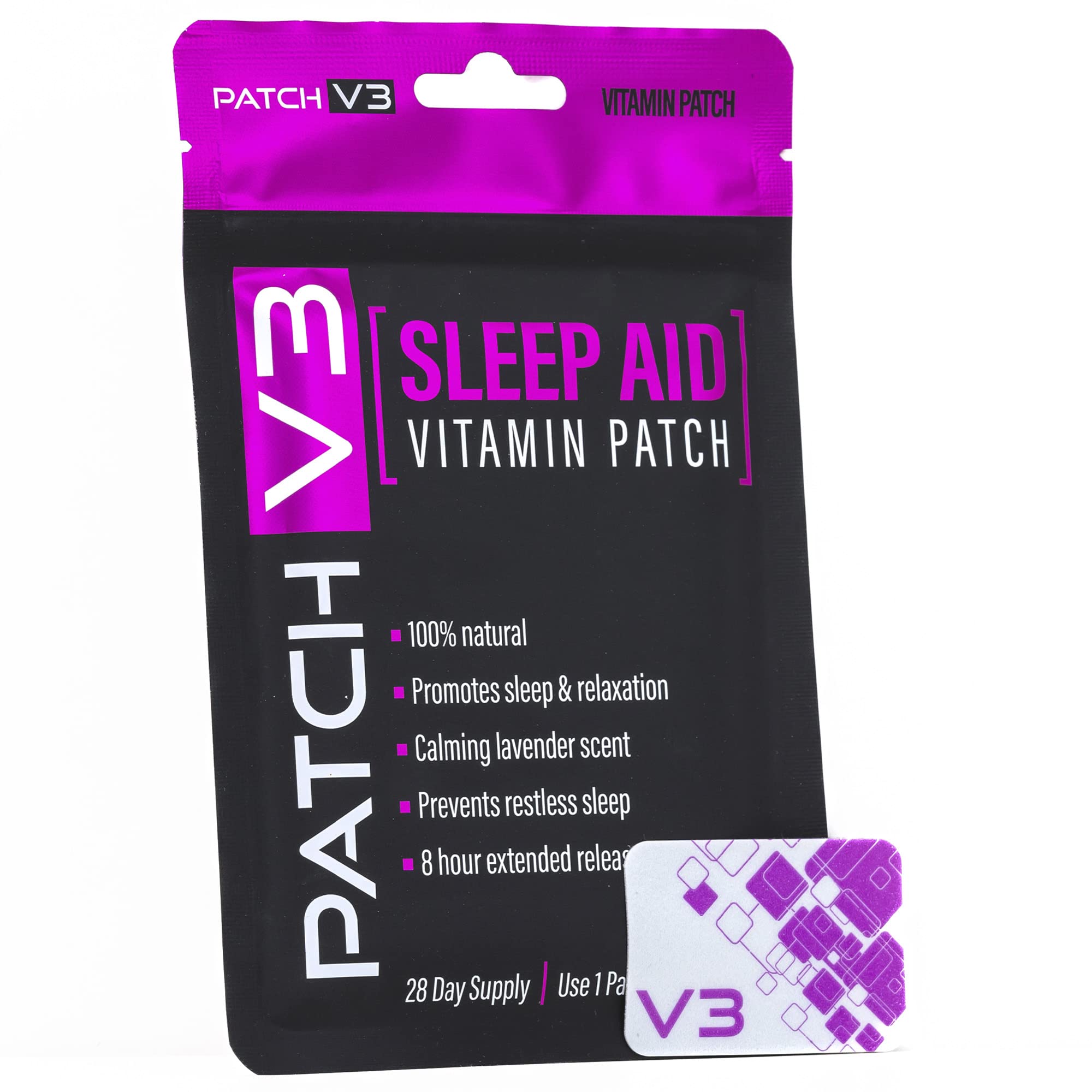 Patch V3 easy-to-use lavender aroma patch worn before bedtime.
