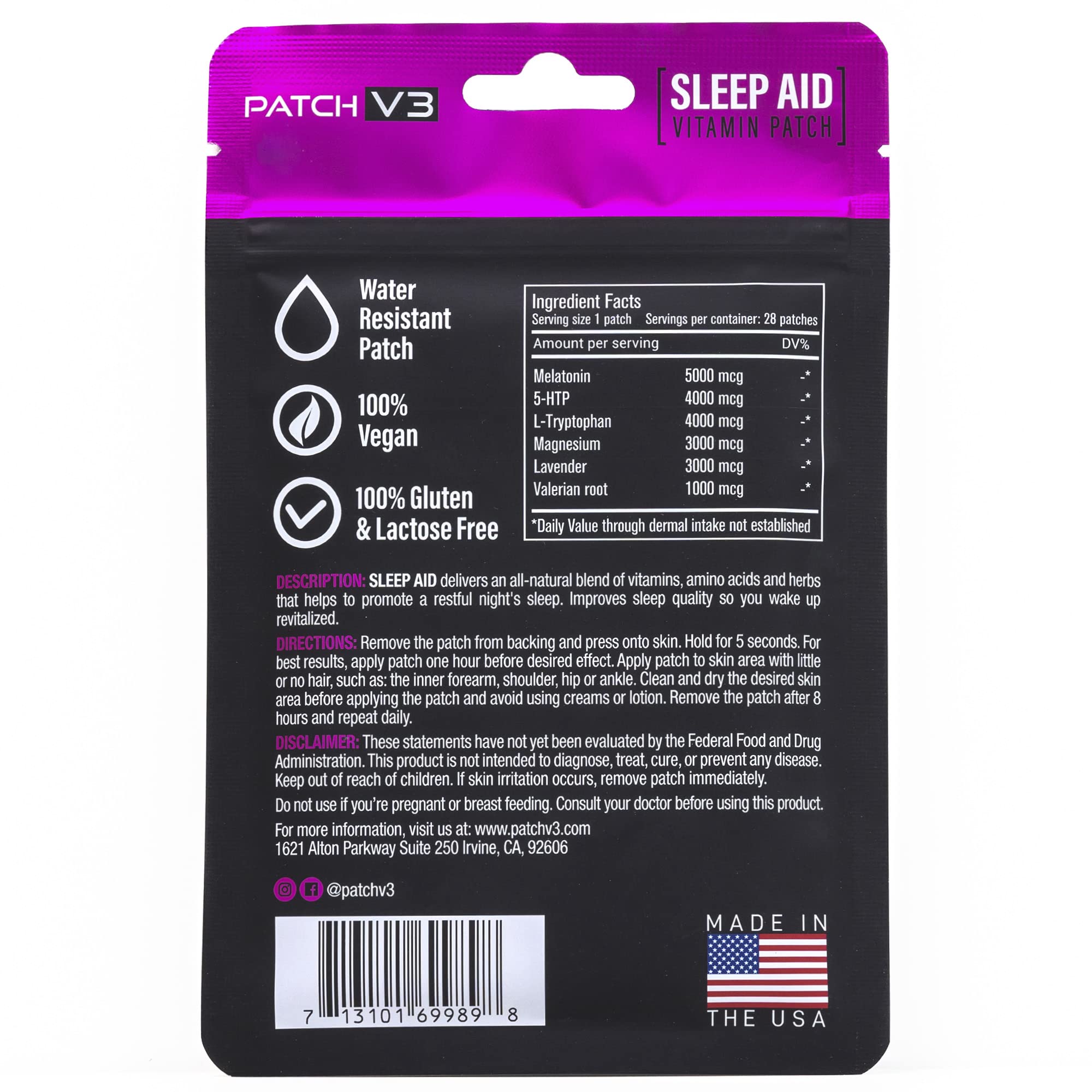 Patch V3 skin-adhesion overnight application showing discreet wearable sleep support.