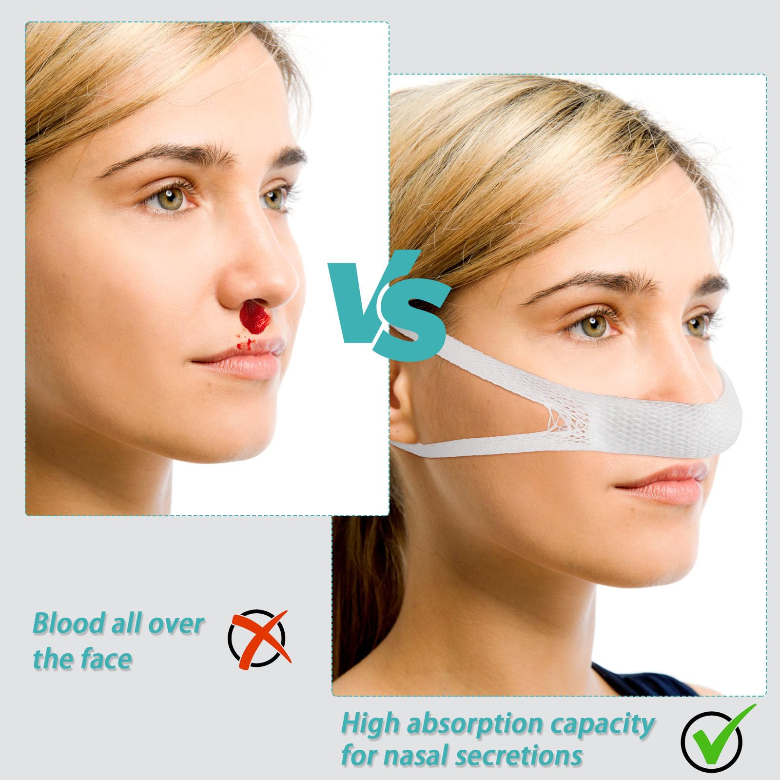 Patelai nose bandage with behind-ear strap for easy tool-free wear