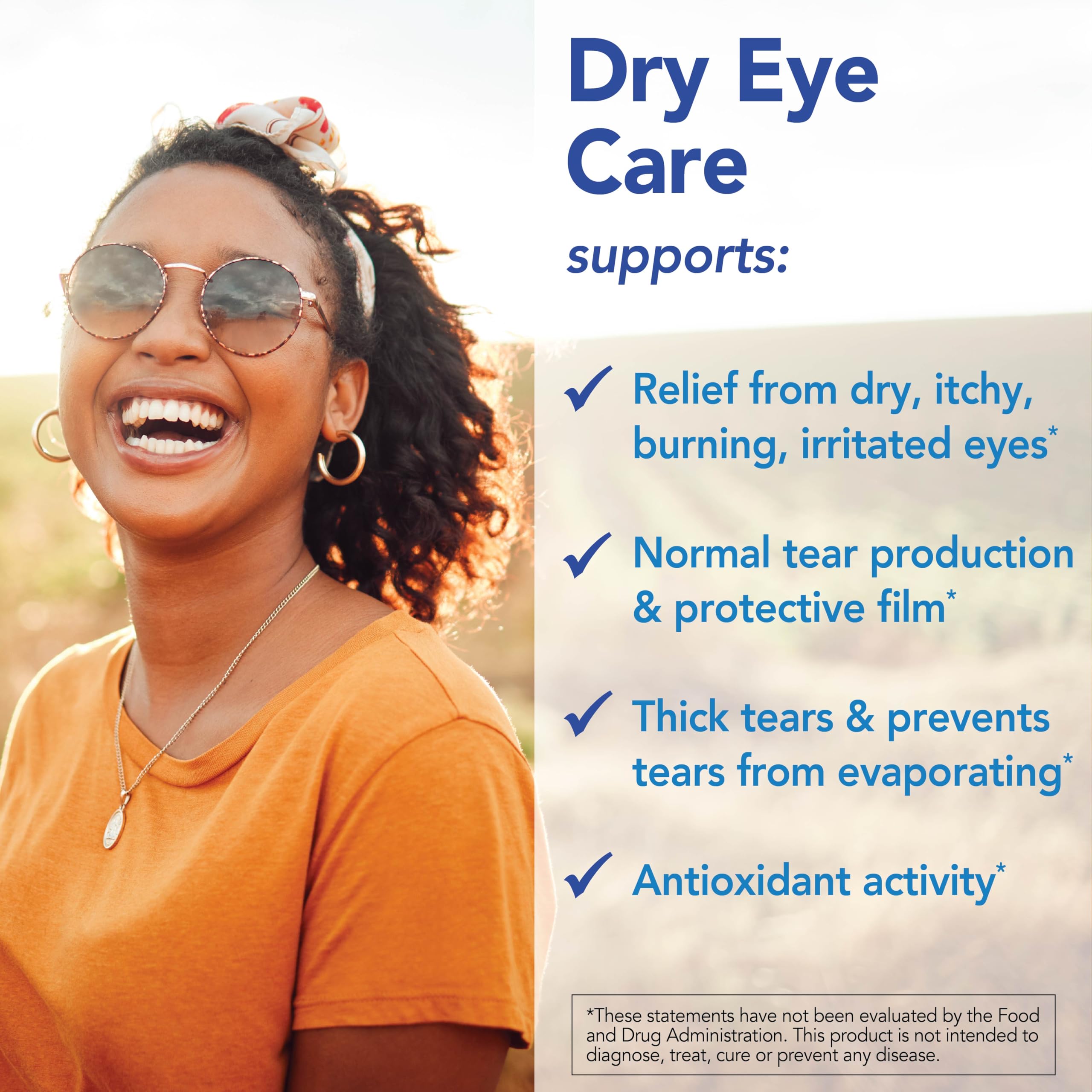 Patient One Dry Eye Care bottle pour illustrating simple daily dosing.