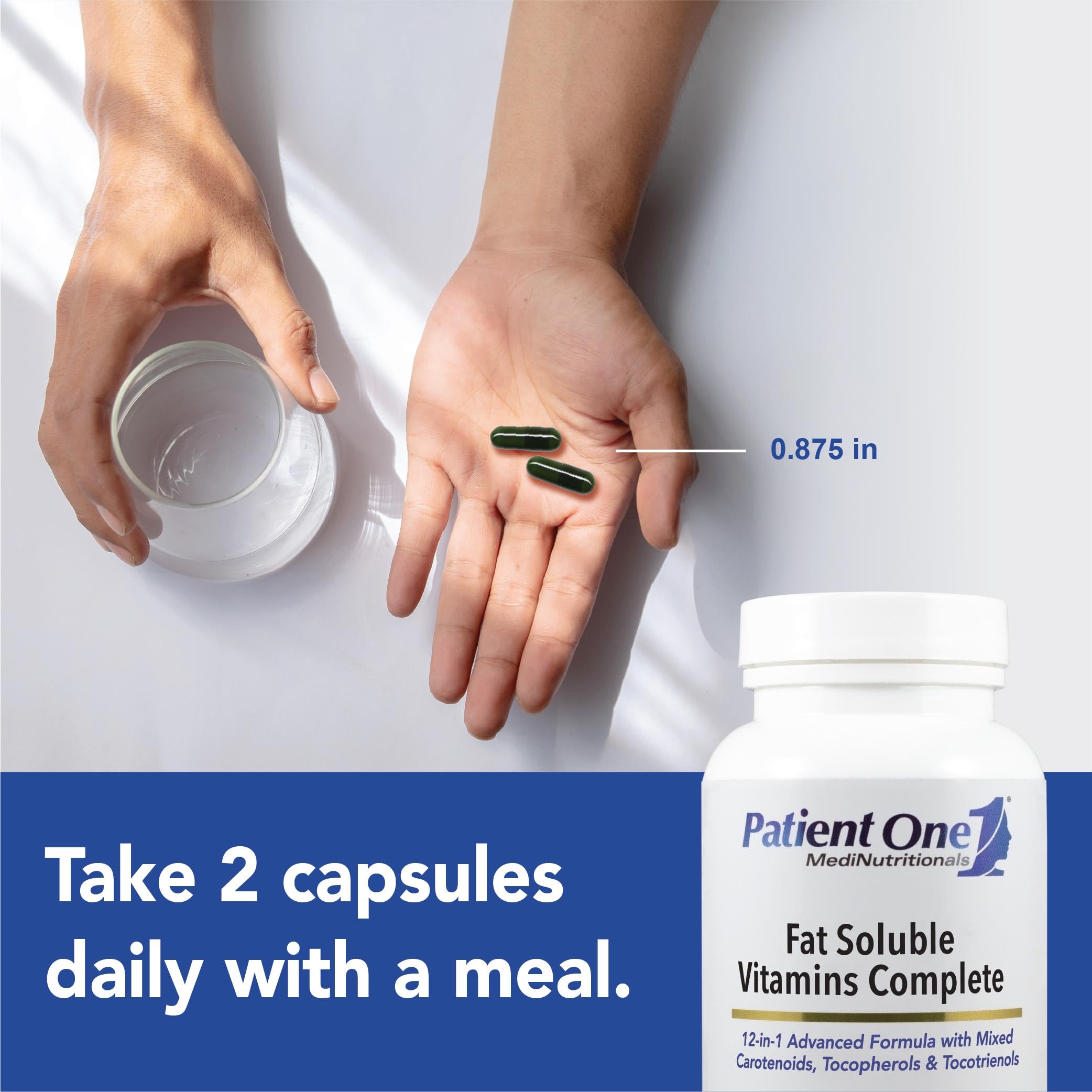 Patient One Fat Soluble Vitamins Complete label shows comprehensive nutrient coverage.