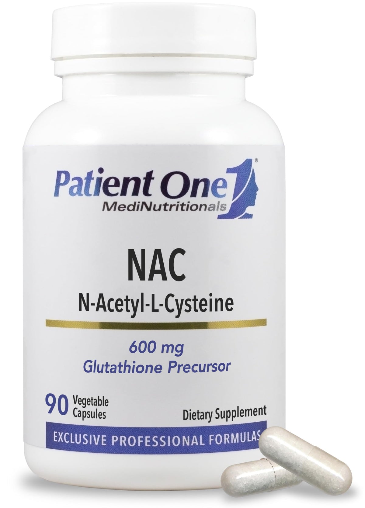 Patient One NAC 600 mg bottle with capsules ready for daily immune support.