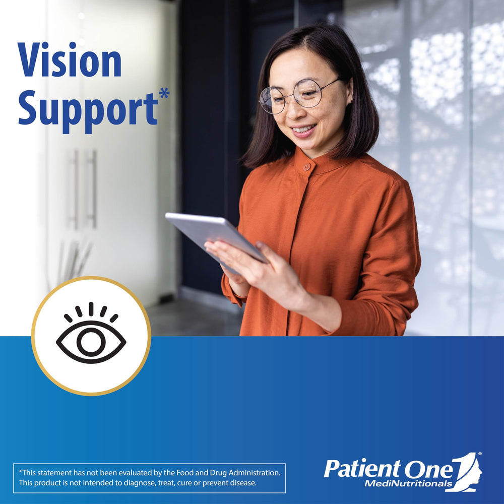 OpticOne eye health graphic illustrating optic nerve support and function.