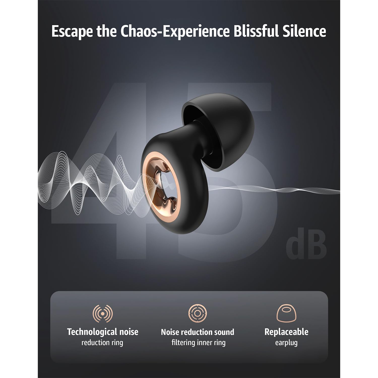 PATNRAB 45dB noise cancellation system reduces ambient sounds during sleep