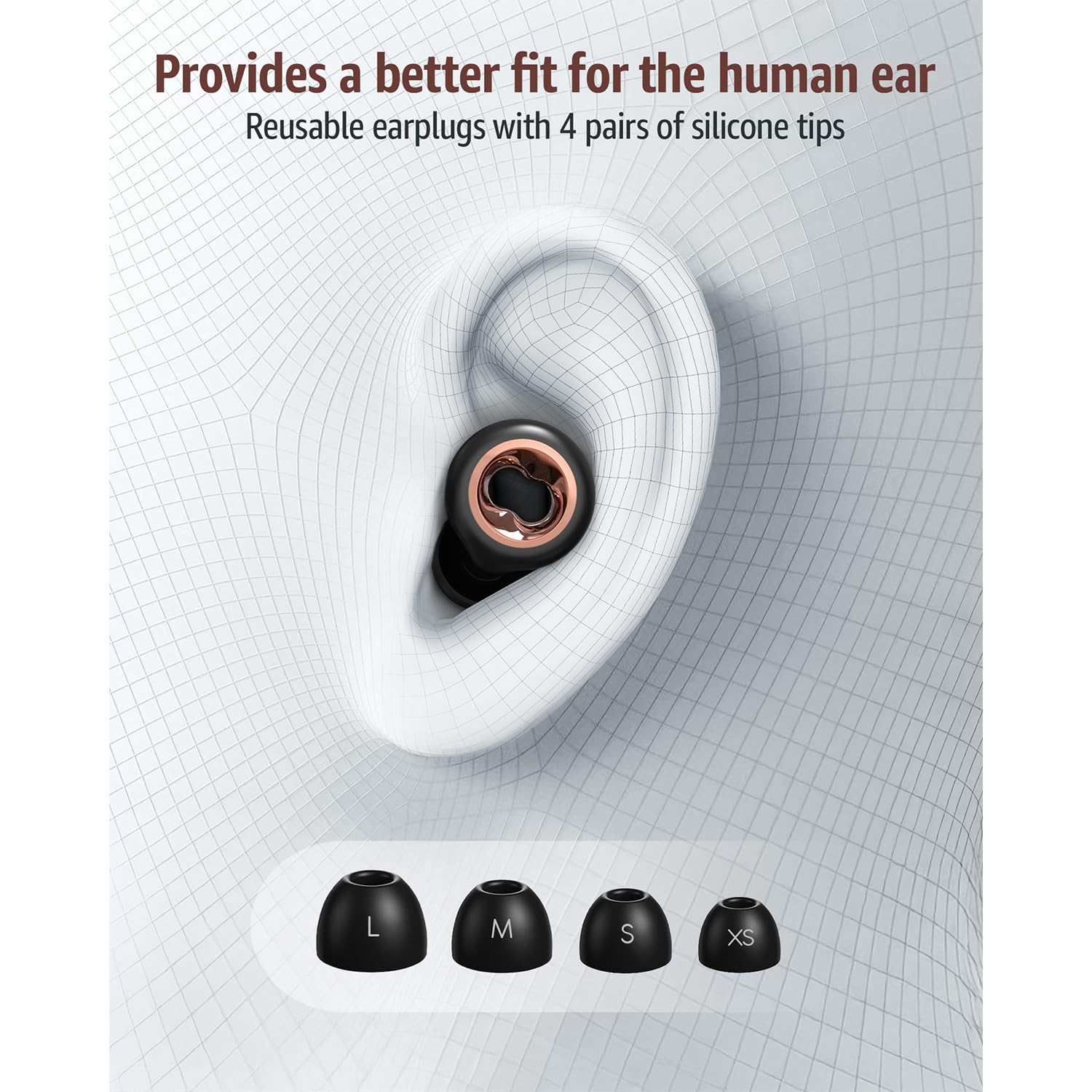 PATNRAB silicone ear tips in eight sizes ensuring comfortable fit