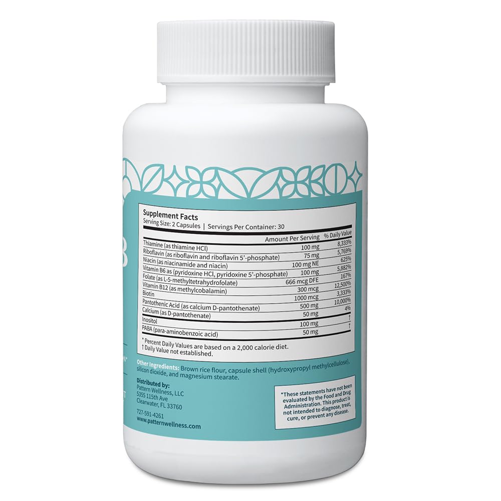Pattern Wellness Vitamin B Complex capsules ready for daily supplementation.