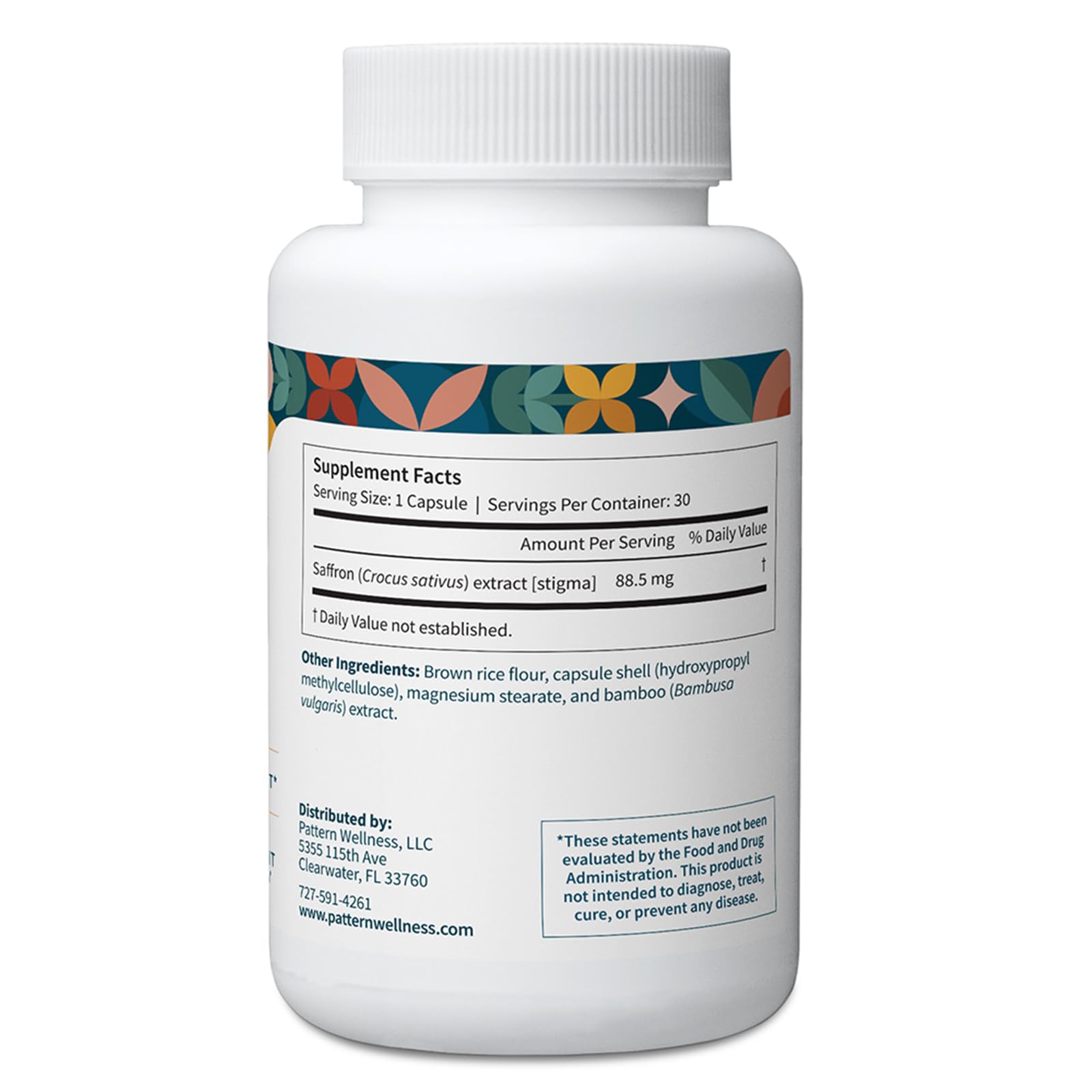 Pattern Wellness brand logo signaling trusted saffron supplement quality.