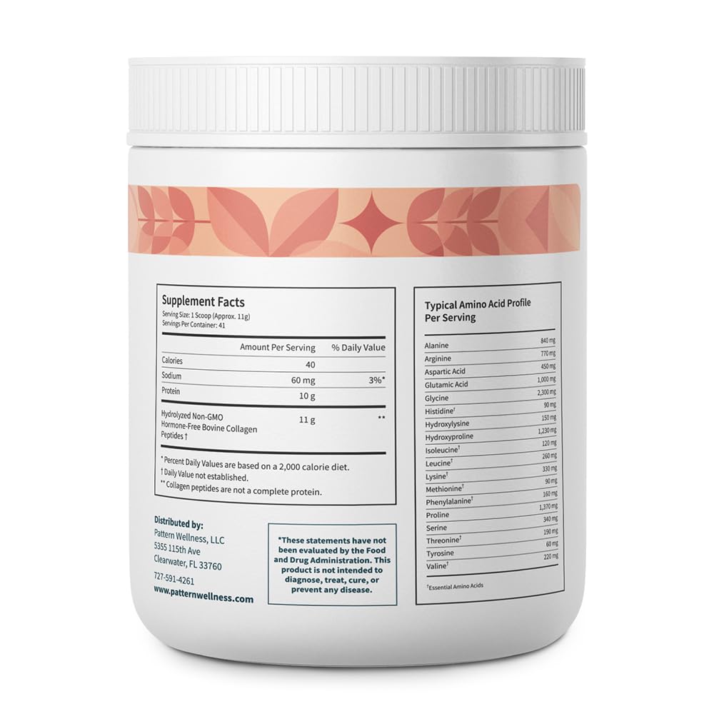 Pattern Wellness collagen powder in coffee illustrates seamless mix for skin and joint support.