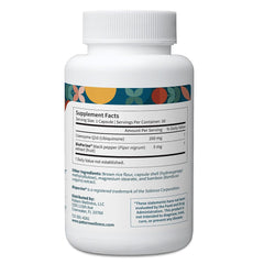 Pattern Wellness CoQ10 bottle side view with BioPerine label for absorption
