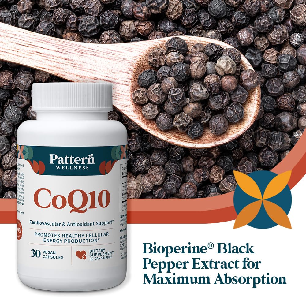 Pattern Wellness CoQ10 GMP Certified badge on packaging