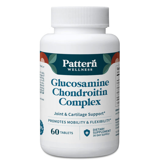Pattern Wellness Glucosamine Chondroitin Complex bottle showing joint support.