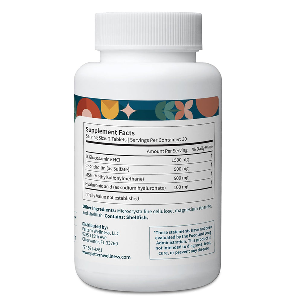 Pattern Wellness label highlighting serving size and ingredients.