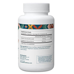 Pattern Wellness Glutathione label closeup highlights vitamin C blend for antioxidant synergy.