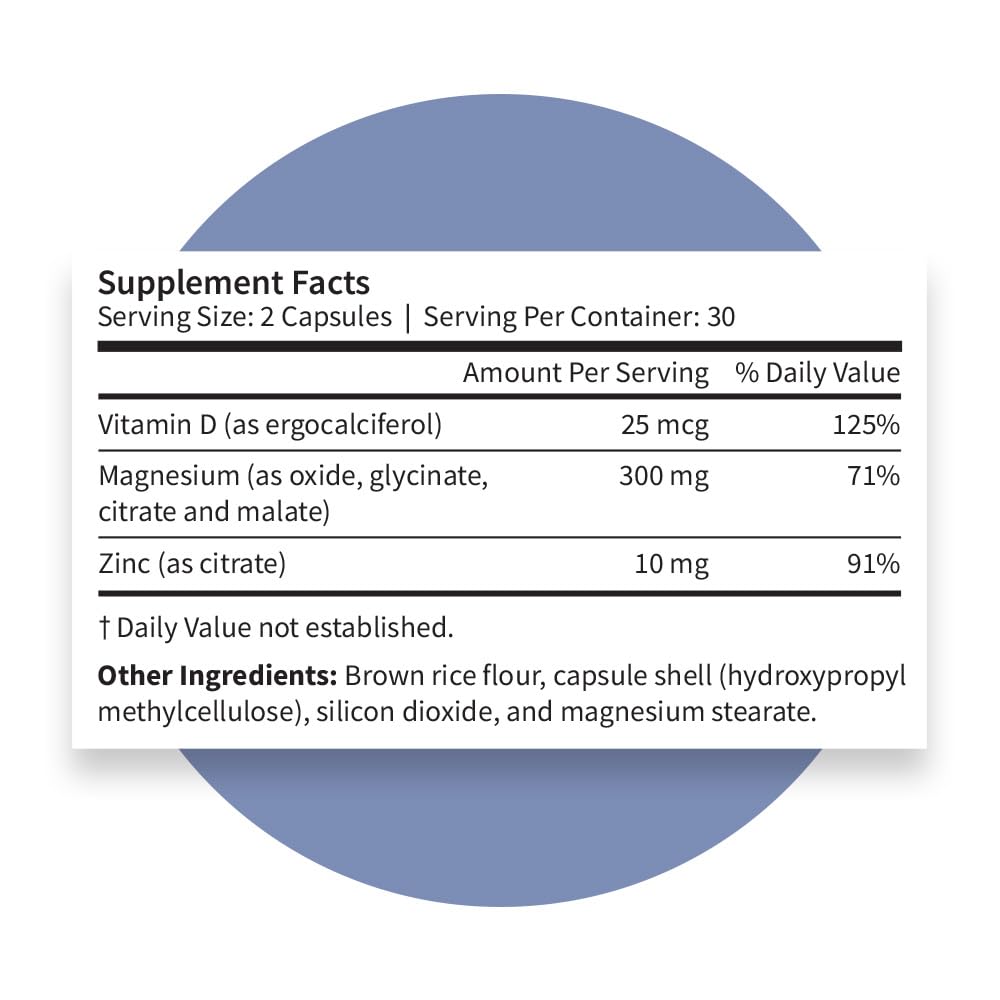 Pattern Wellness Magnesium Complex capsules beside glass of water, convenient daily supplement for busy days