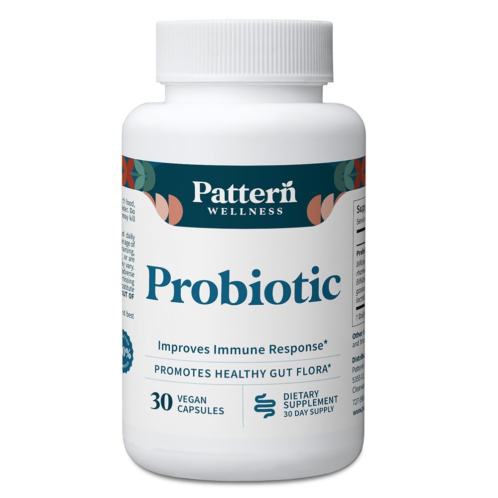 Pattern Wellness probiotic bottle front view highlighting 51B CFU for gut balance