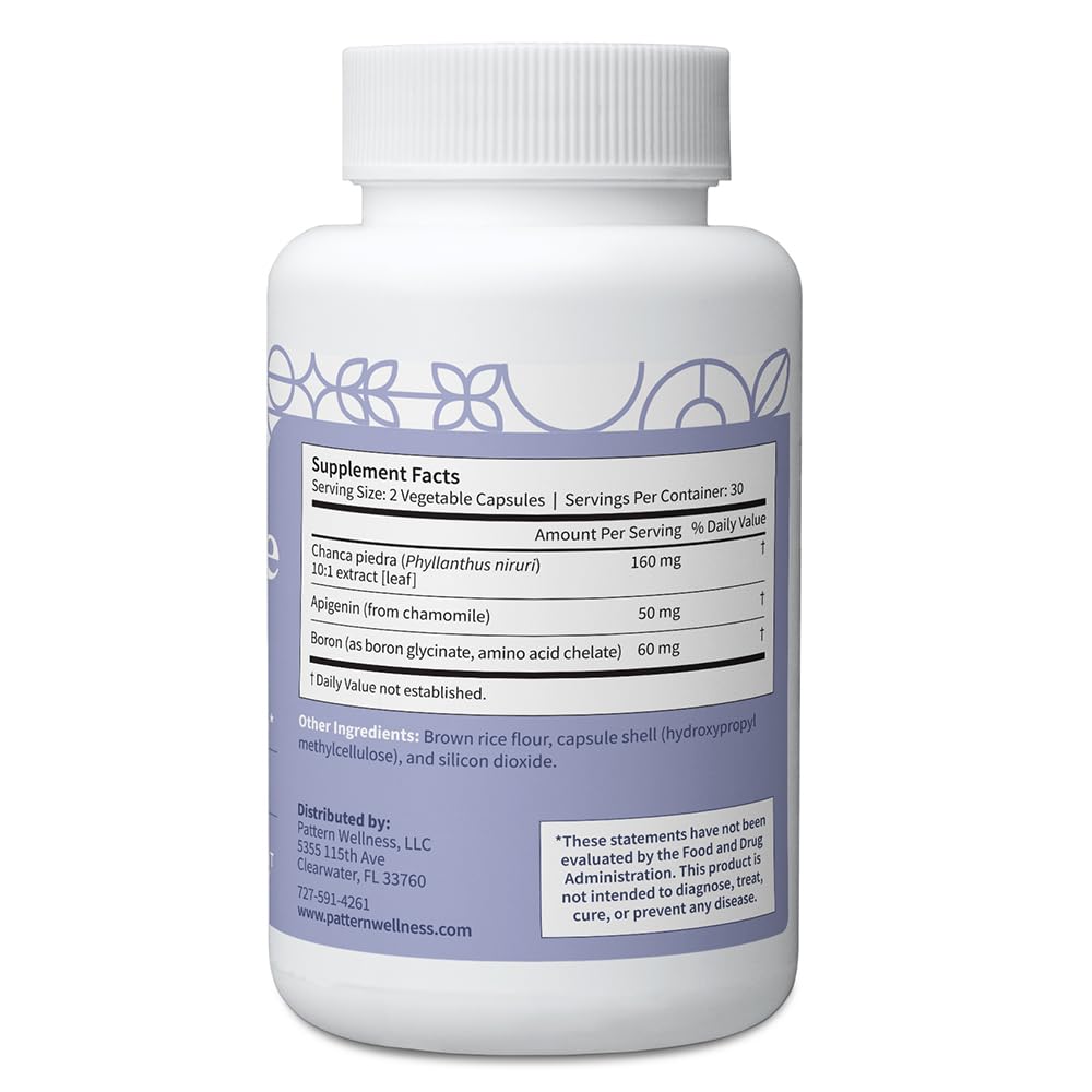 Pattern Wellness Stone Care Complex ingredients panel highlighting key botanicals