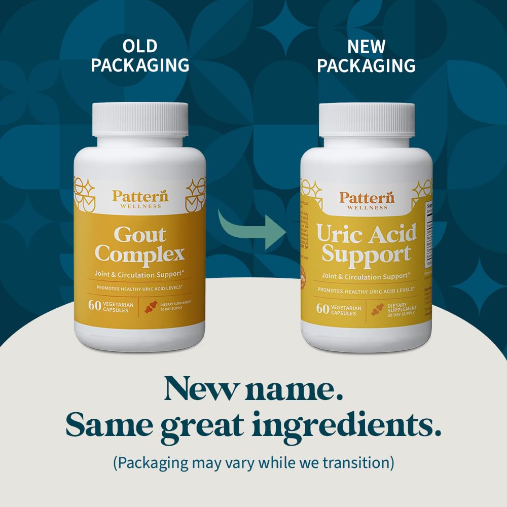 Pattern Wellness Uric Acid Support daily routine scene on a clean countertop.