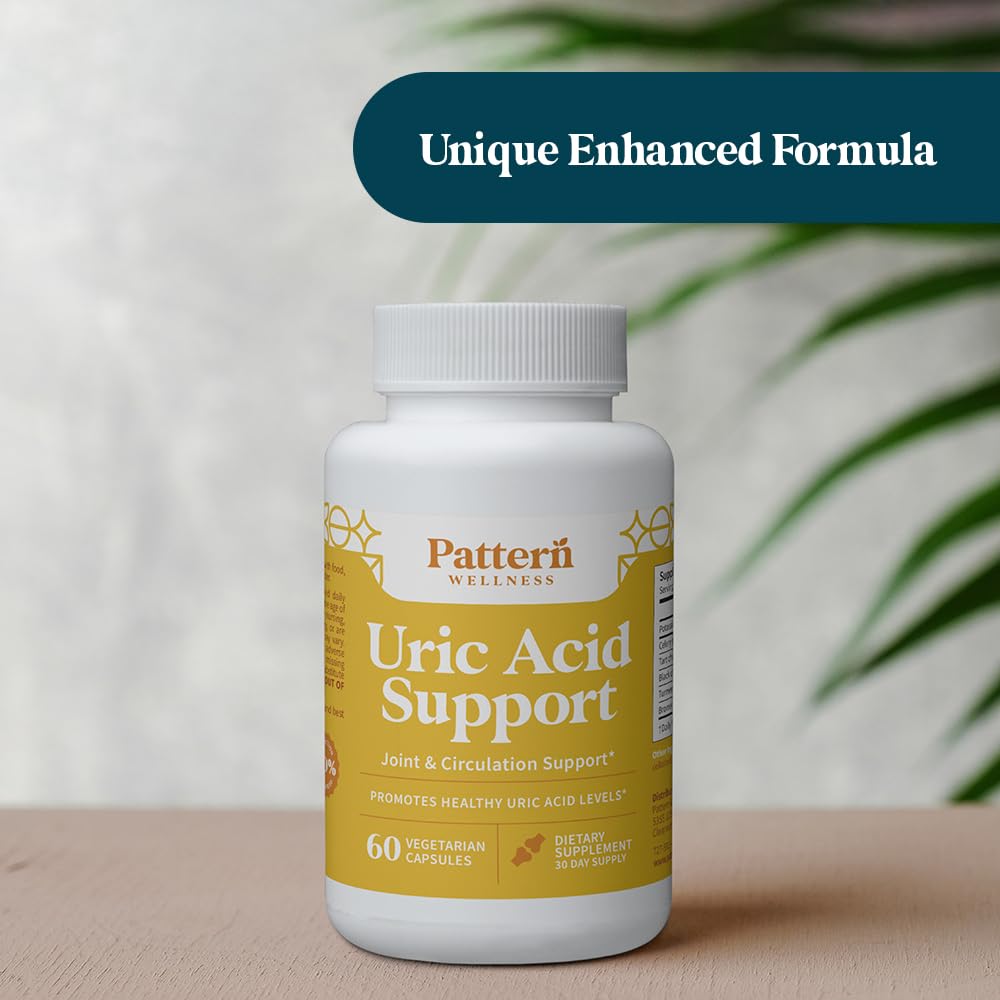 Pattern Wellness Uric Acid Support ingredients close-up featuring celery seed and turmeric.