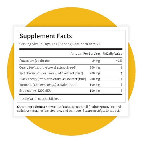 Pattern Wellness Uric Acid Support bottle beside a glass of water.