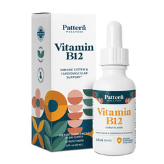 Pattern Wellness Vitamin B12 bottle with 5000 mcg for energy support.