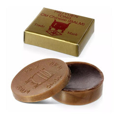 PAU Yuen Tong Original Balm tin closeup, ready for pre-activity ritual.