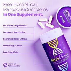 PausalPeace packaging box emphasizing clean, transparent formula