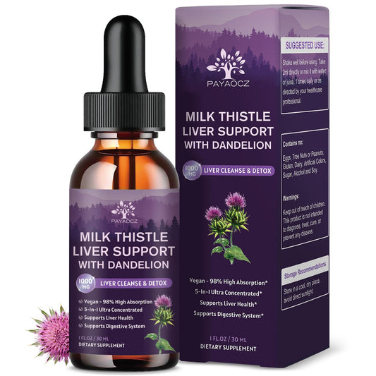 PAYAOCZ Milk Thistle Drops bottle displayed for daily liver support after meals