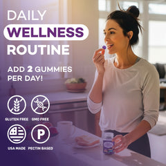 PAYÉ Elderberry Gummies ingredients icons illustrate the 8-in-1 immune blend.