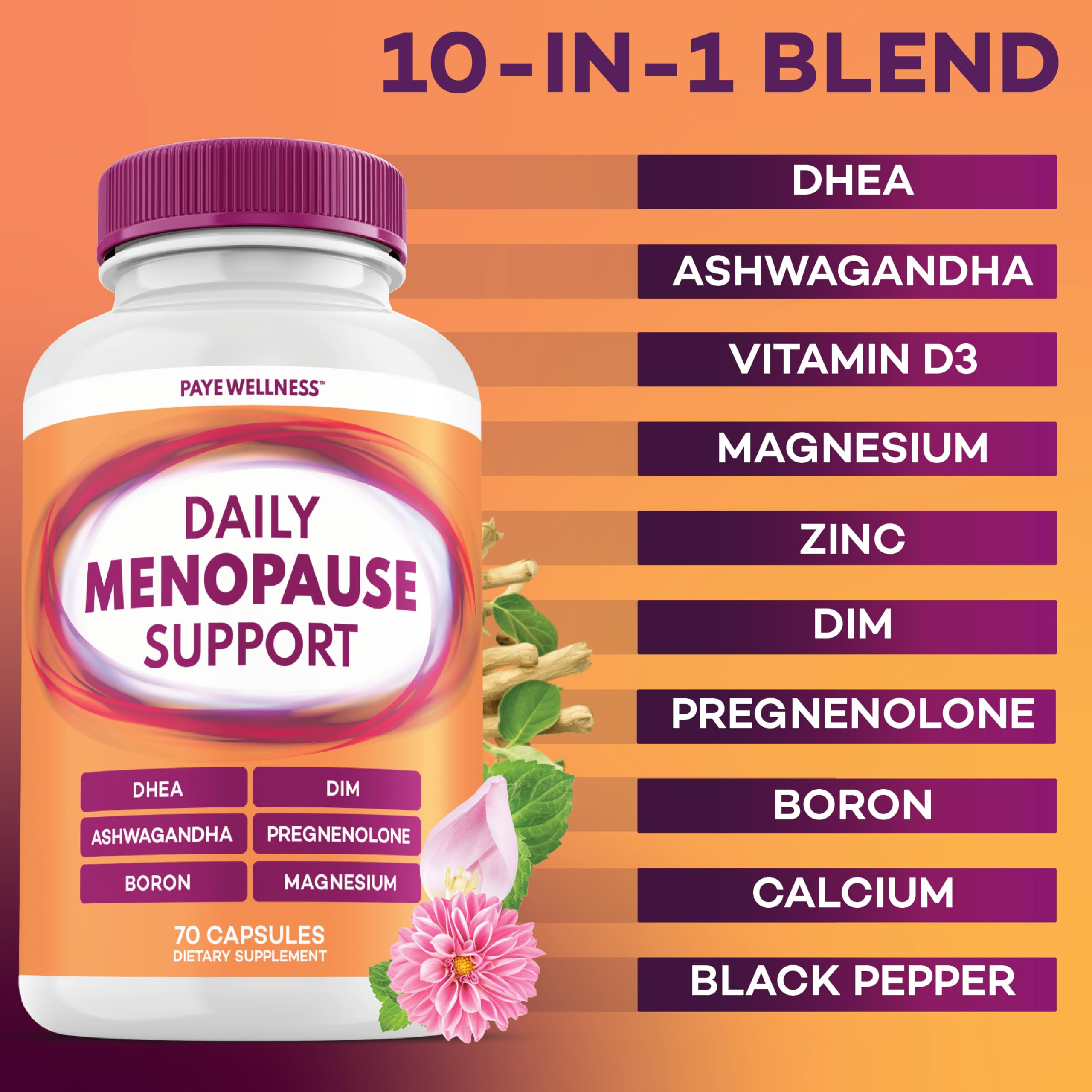 Close-up of PAYÉ menopause capsules for easy daily use
