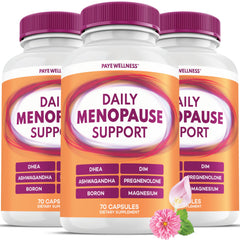 PAYÉ Menopause three-pack bottle front for daily hormone support