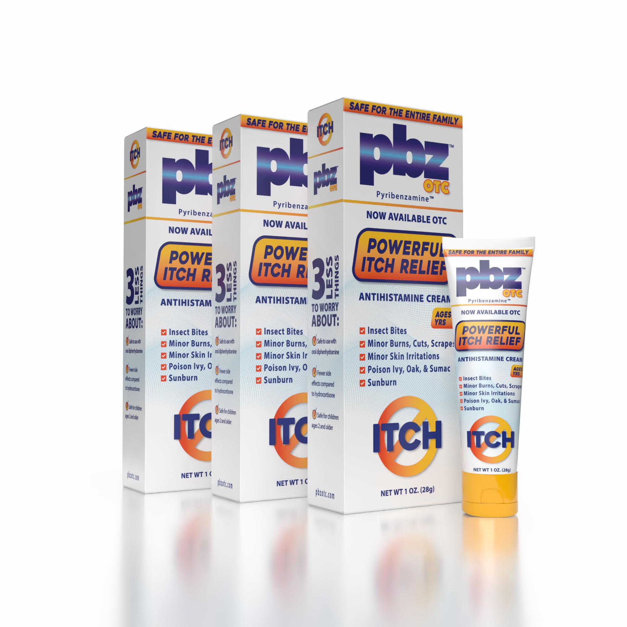 PBZ antihistamine cream 3-pack cover offers convenient family itch relief