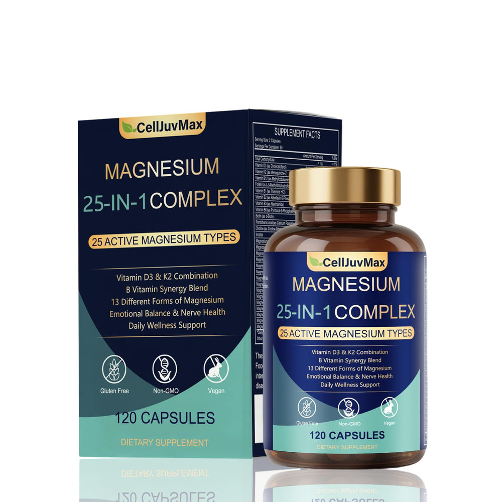 PBZPBZ 25-in-1 Magnesium Complex bottle shown for daily wellness support.